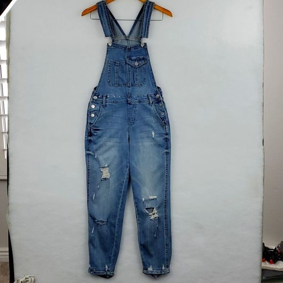RSQ Distressed Deconstructed Jean Overalls US Women's Size 3 - Picture 1 of 14